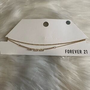 🩷5/$10 Forever 21 Gold Chain Necklace with Crystal Accents